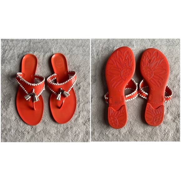 Jack Rogers Alana Jelly Slip-On Whipstitch Tassel Thong Flip Flop Sandals Coral - Picture 3 of 12